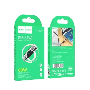 Адаптер HOCO UA32A Type C (male) to Lightning (female), wint digital display, 3A, 60W, Сребрист 5