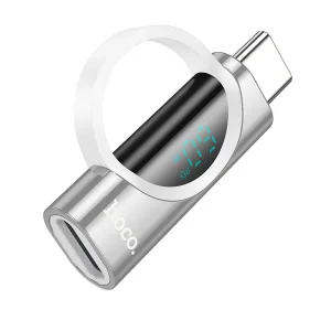 Адаптер HOCO UA32A Type C (male) to Lightning (female), wint digital display, 3A, 60W, Сребрист