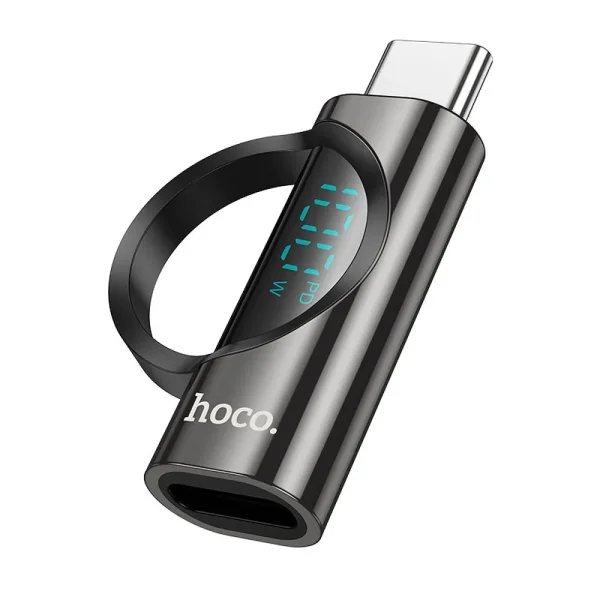 Адаптер HOCO UA32 Type C (male) to Lightning (female), wint digital display, 5A, 100W, Черен 1