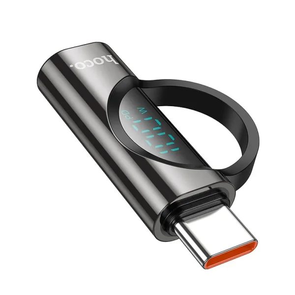 Адаптер HOCO UA32 Type C (male) to Lightning (female), wint digital display, 5A, 100W, Черен 2