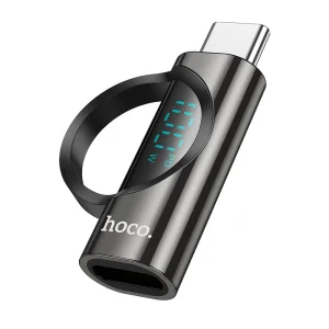 Адаптер HOCO UA32 Type C (male) to Lightning (female), wint digital display, 5A, 100W, Черен