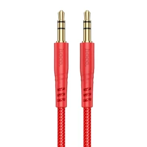 Аудио кабел AUX HOCO UPA24, 3.5mm към 3.5mm, 1 м, Червен