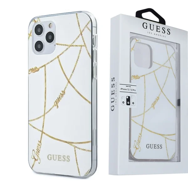 Гръб Guess CHAIN COLLECTION за iPhone 12 / iPhone 12 Pro, Бял 2