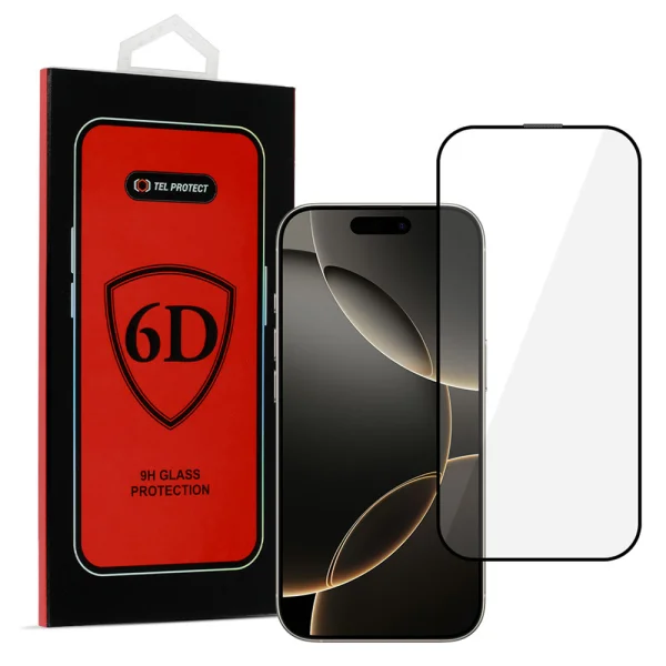 Glass Protector 6D Pro Full Glue for iPhone 16 Pro Max, Black 5