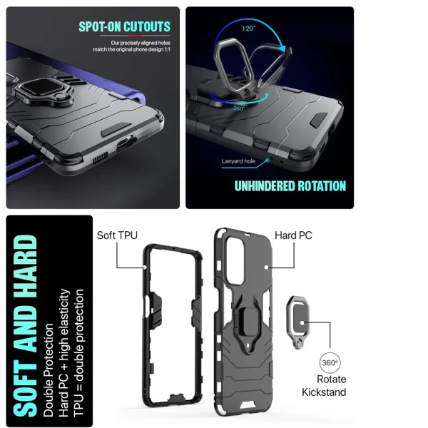 Shockproof Case Kickstand Ring for Samsung Galaxy A25 5G, Black 3