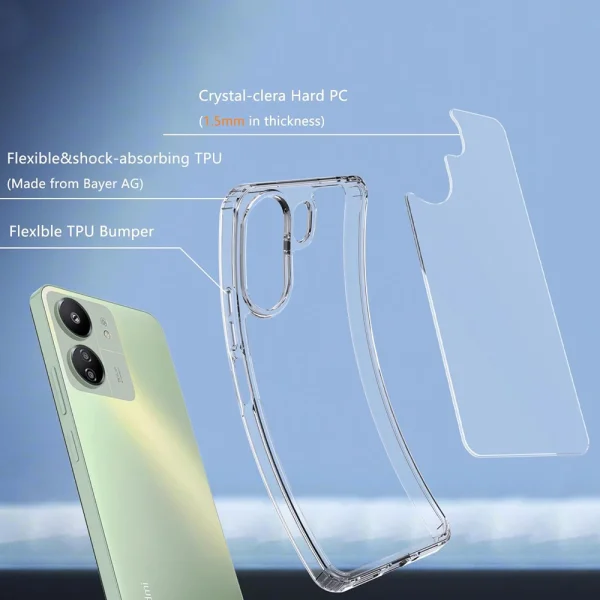 Shockproof case Super Hybrid for Xiaomi Redmi 13C, Transparent 2