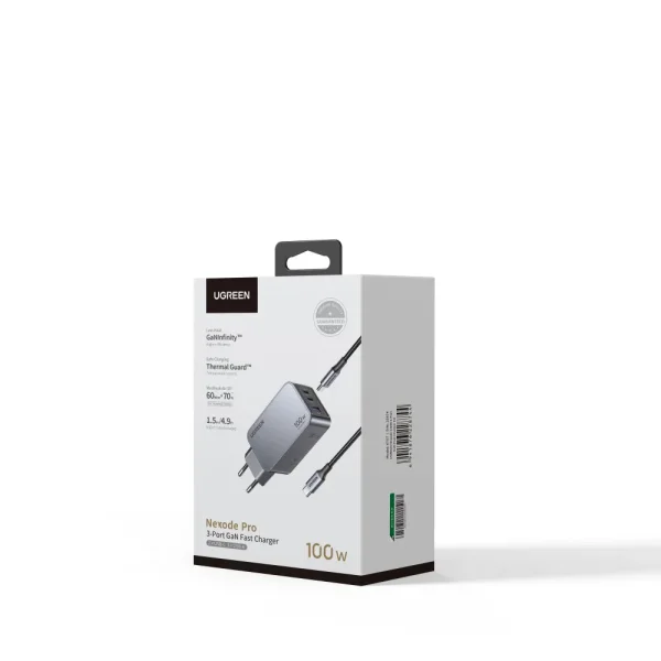 UGREEN X757 Nexode Pro Charger, 220V, 2xUSB-C,1xUSB A, GaN, 100W, with USB-C Cable 5