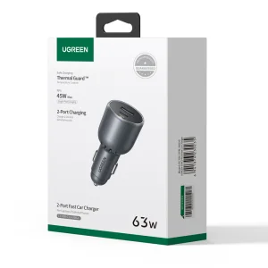 Зарядно за кола UGREEN EC701, 12V-24V, USB-C, USB-A, 63W 5
