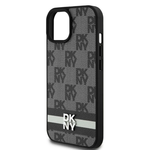 DKNY Case for iPhone 15, PU Leather Checkered Pattern and Stripe Case, DKHCP15SPCPTSSK 3