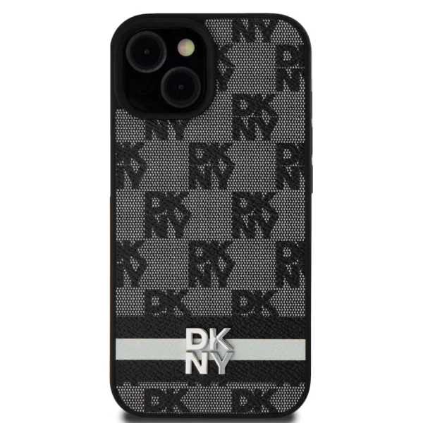 DKNY Case for iPhone 15, PU Leather Checkered Pattern and Stripe Case, DKHCP15SPCPTSSK 2