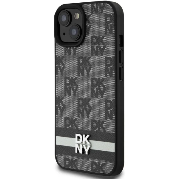 DKNY Case for iPhone 15, PU Leather Checkered Pattern and Stripe Case, DKHCP15SPCPTSSK 5