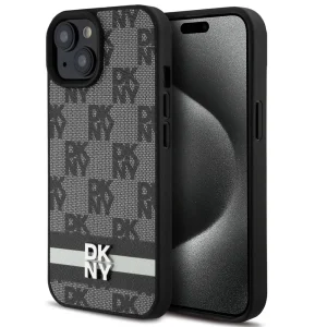 Калъф DKNY за iPhone 15, PU Leather Checkered Pattern and Stripe Case, DKHCP15SPCPTSSK