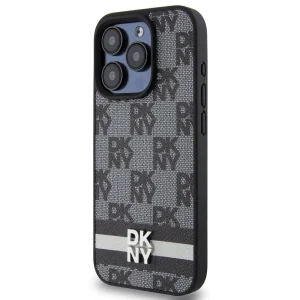 DKNY Case for iPhone 15 Pro, PU Leather Checkered Pattern and Stripe Case, DKHCP15LPCPTSSK 3
