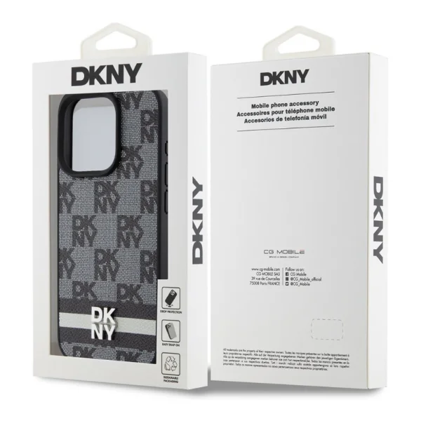 DKNY Case for iPhone 15 Pro Max, PU Leather Checkered Pattern and Stripe Case, DKHCP15XPCPTSSK 6