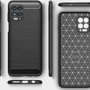Силиконов Калъф Carbon Fibre Brushed за Motorola Edge S / Moto G100, Черен 4