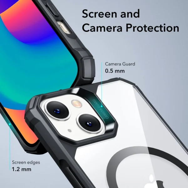Удароустойчив калъф ESR Air Armor Halolock MagSafe за iPhone 15 Plus / 14 Plus, черен - прозрачен 6