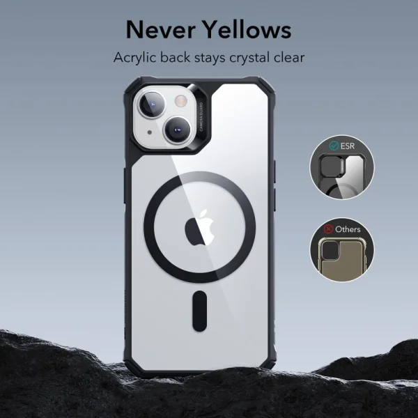 Удароустойчив калъф ESR Air Armor Halolock MagSafe за iPhone 15 Plus / 14 Plus, черен - прозрачен 5