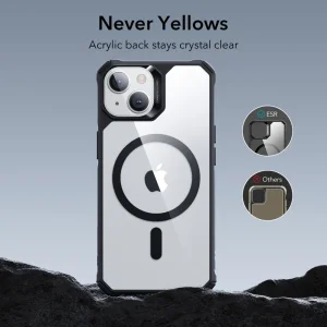 Удароустойчив калъф ESR Air Armor Halolock MagSafe за iPhone 15 Plus / 14 Plus, черен - прозрачен 5