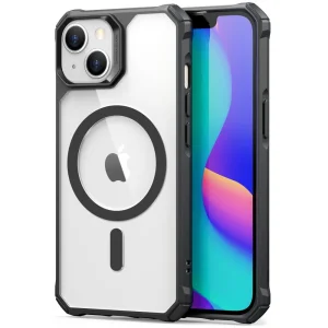 Удароустойчив калъф ESR Air Armor Halolock MagSafe за iPhone 15 Plus / 14 Plus, черен - прозрачен
