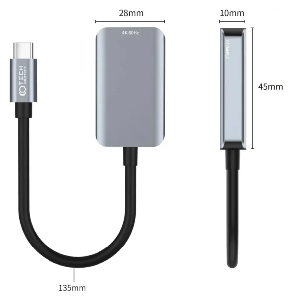 Адаптер Tech-Protect Type-C към HDMI 2.1, 4K, 60HZ, Черен 3
