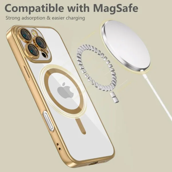 TECH-PROTECT Magflex MagSafe Silicone Case for iPhone 16 Pro Max, transparent - gold 4