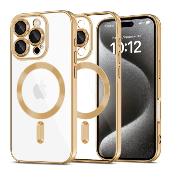 TECH-PROTECT Magflex MagSafe Silicone Case for iPhone 16 Pro Max, transparent - gold 1