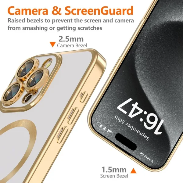 TECH-PROTECT Magflex MagSafe Silicone Case for iPhone 16 Pro Max, transparent - gold 3