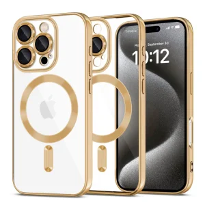 Силиконов калъф TECH-PROTECT Magflex MagSafe за iPhone 16 Pro Max, прозрачен - златист