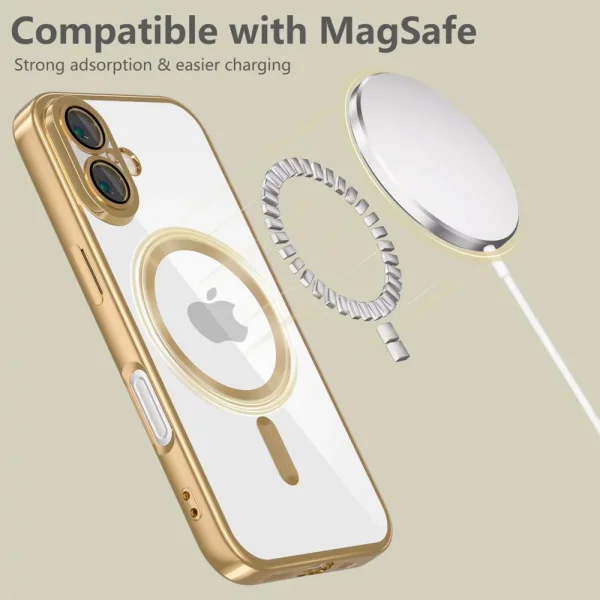 TECH-PROTECT Magflex MagSafe Silicone Case for iPhone 16, transparent - gold 4