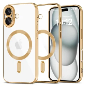 Силиконов калъф TECH-PROTECT Magflex MagSafe за iPhone 16, прозрачен - златист