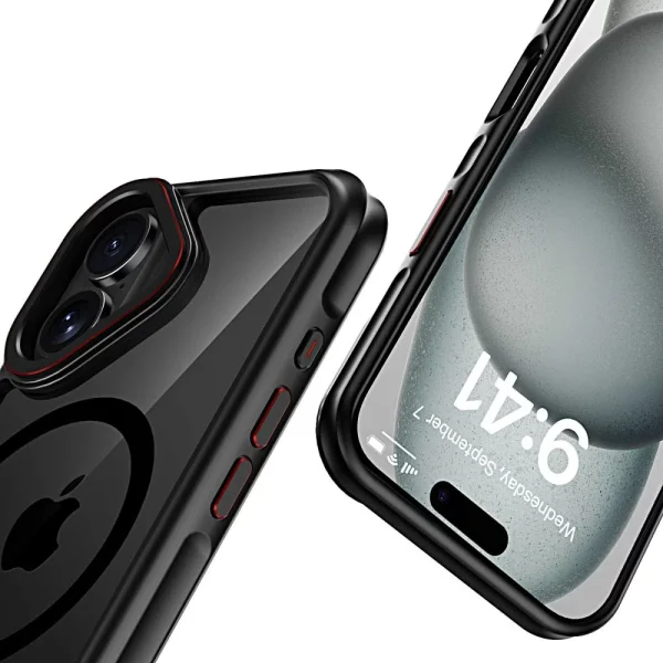 Shockproof case Tech-Protect MagHybrid MagSafe for iPhone 16, Black-Red 3