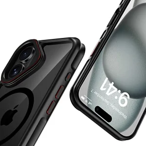 Shockproof case Tech-Protect MagHybrid MagSafe for iPhone 16, Black-Red 3