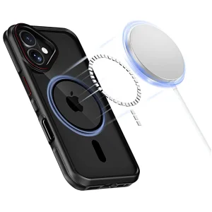 Shockproof case Tech-Protect MagHybrid MagSafe for iPhone 16, Black-Red 4