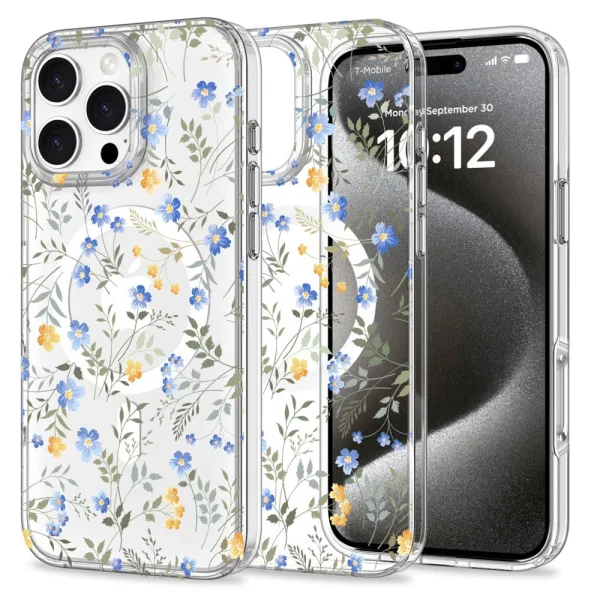Shockproof case Tech-Protect Magmood MagSafe for iPhone 16 Pro, Flowers 1