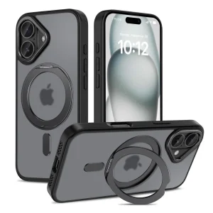 Удароустойчив калъф Tech-Protect Magring MagSafe за iPhone 16, Черен