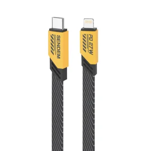 USB кабел SENDEM M81, USB-C към Lightning, 27W, PD, 1м, Жълт