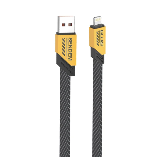 Кабел SENDEM M83P, USB-A към Lightning, 200W, 1m, Жълт 1