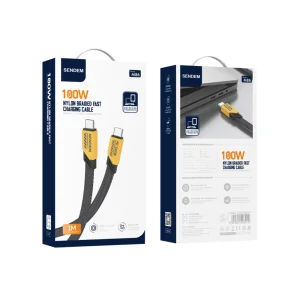 Кабел SENDEM M86, USB-C към USB-C, 100W, 1m, Жълт 3