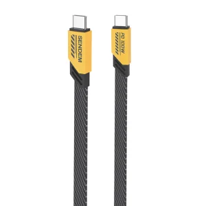 Кабел SENDEM M86, USB-C към USB-C, 100W, 1m, Жълт