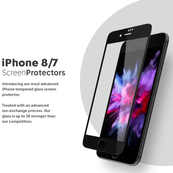 Tempered Glass 6D for iPhone 7 / 8, Black 2