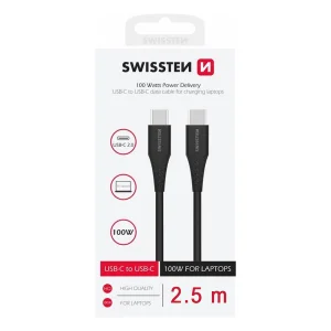 Кабел SWISSTEN USB-C - USB-C, Power Delivery, 5A, 100W, 2.5m, Черен 4