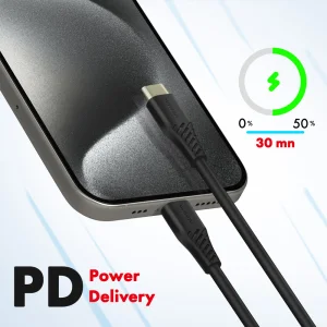 Кабел SWISSTEN USB-C - USB-C, Power Delivery, 5A, 100W, 2.5m, Черен 3