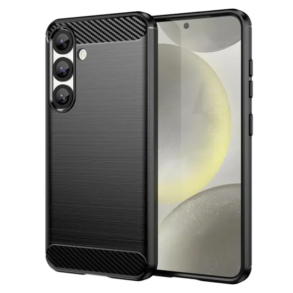 Силиконов Калъф Techsuit Carbon Fibre Brushed за Samsung Galaxy S25, Черен 1