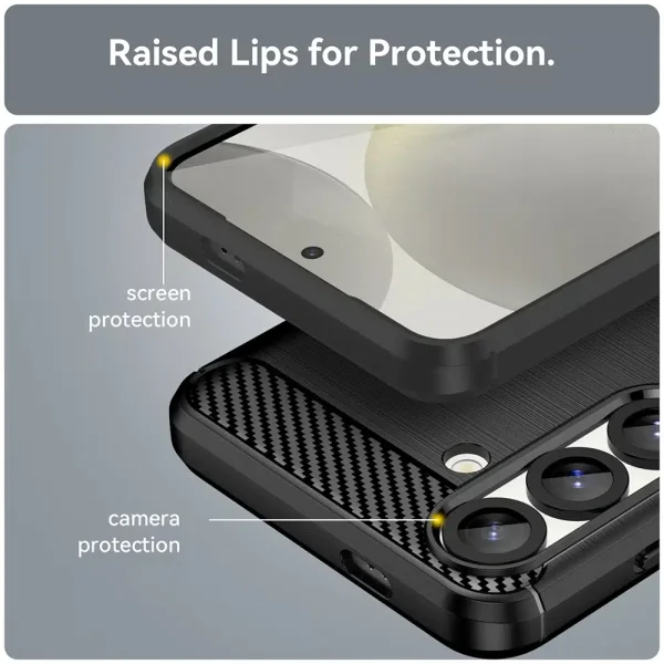 Силиконов Калъф Techsuit Carbon Fibre Brushed за Samsung Galaxy S25, Черен 3