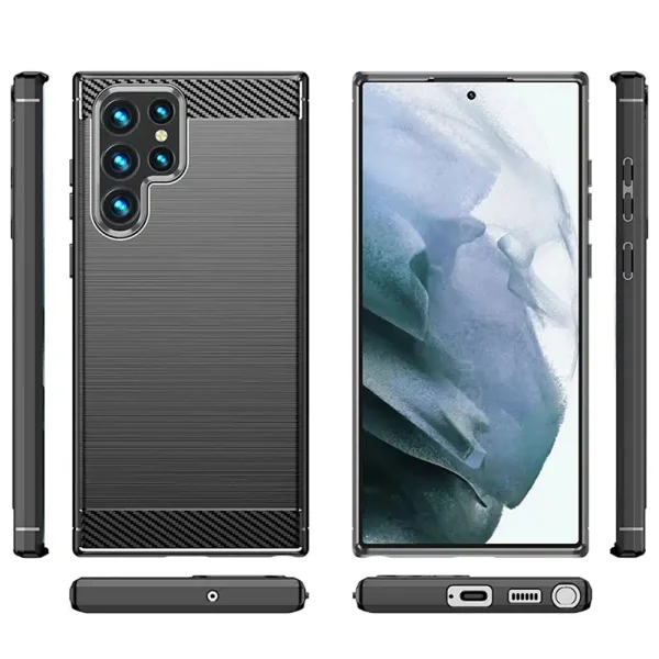 Силиконов Калъф Techsuit Carbon Fibre Brushed за Samsung Galaxy S25 Ultra, Черен 2