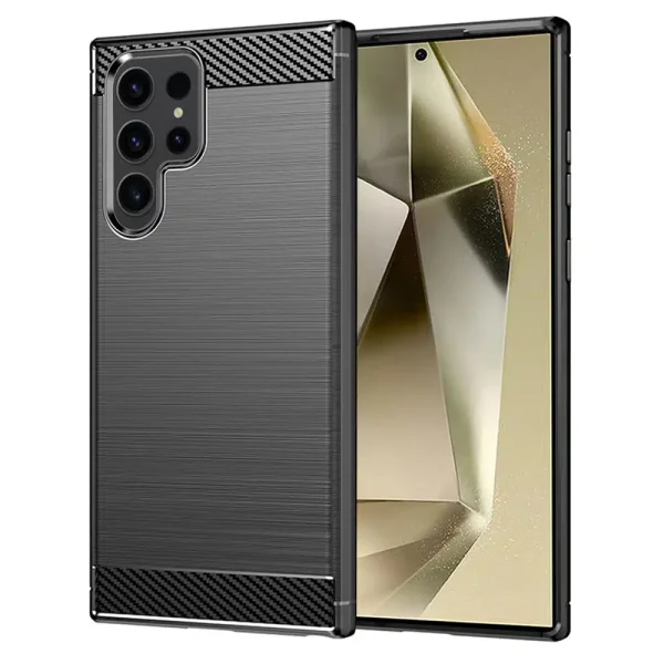 Силиконов Калъф Techsuit Carbon Fibre Brushed за Samsung Galaxy S25 Ultra, Черен 1