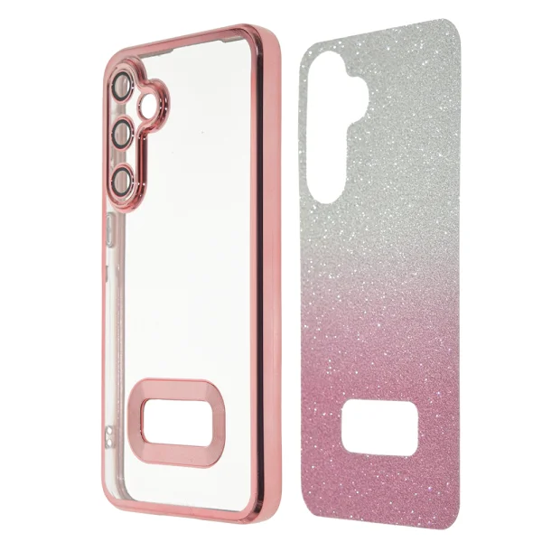Силиконов калъф Shining Frame за Samsung A55 5G, Розов 3