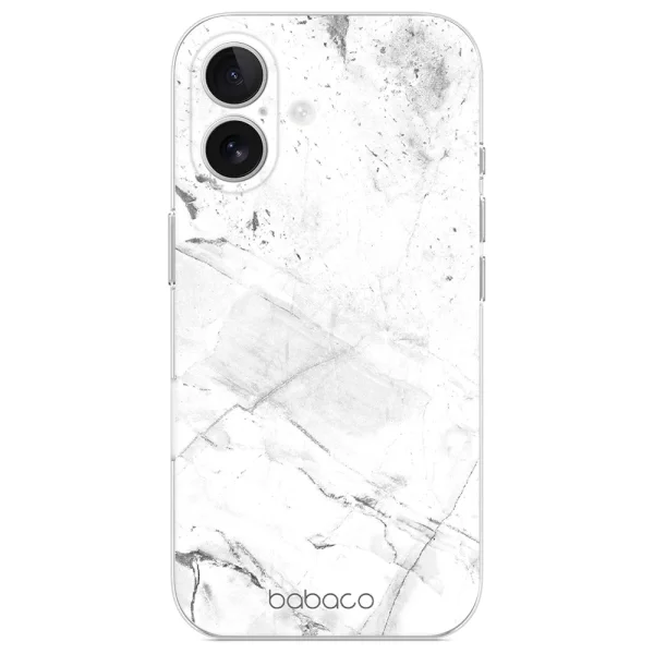 Abstract case for iPhone 16, White Marble 1