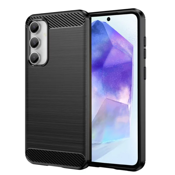 Силиконов Калъф Techsuit Carbon Fibre Brushed за Samsung Galaxy A55 5G, Черен 1