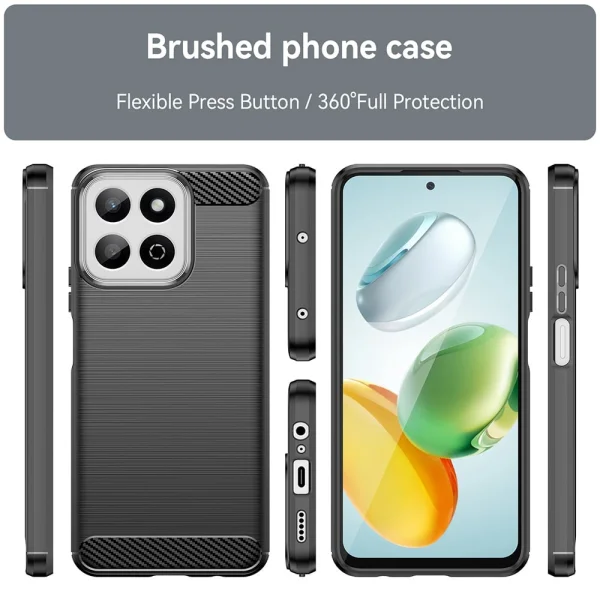 Силиконов Калъф Techsuit Carbon Fibre Brushed за Honor 200 Smart / X7c, Черен 2